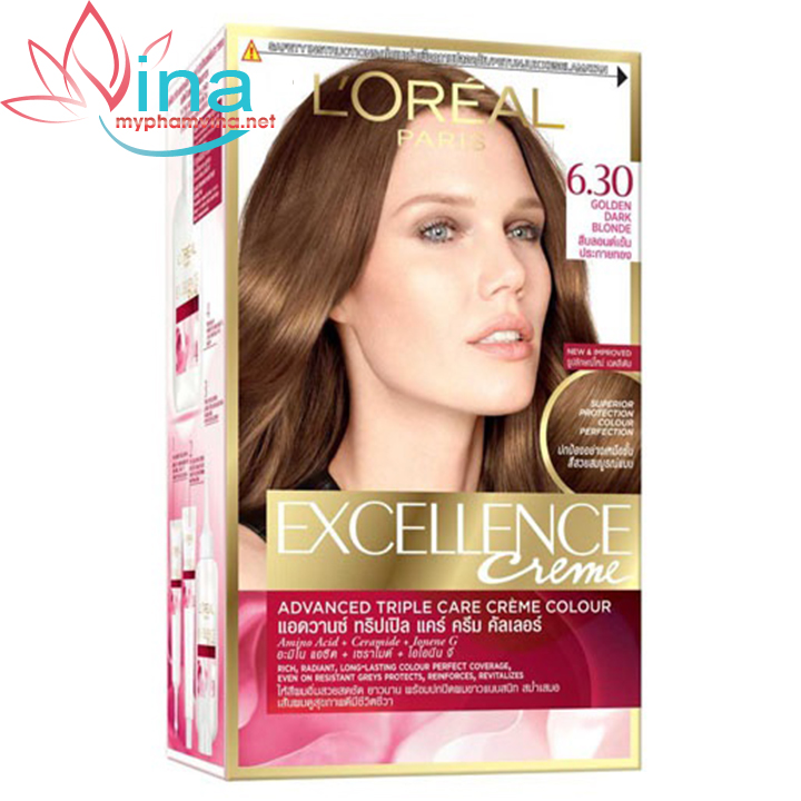 THUỐC NHUỘM TÓC PHỦ BẠC LOREAL EXCELLENCE CREAM 172ML - SỐ 6.30 - MÀU NÂU ÁNH VÀNG 1