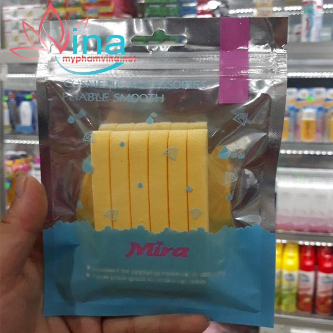 Bộ 6 miếng bông rửa mặt bọt biển mira pliable smooth hàn quốc 2