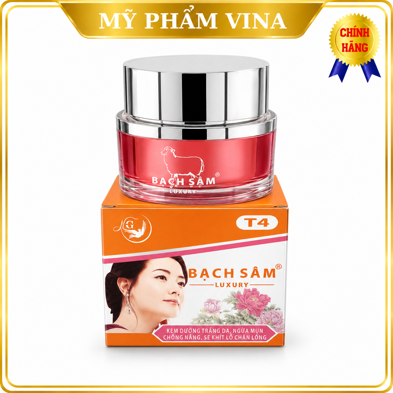 Kem Bạch Sâm T4 Luxury Dưỡng Trắng Da, Ngừa Mụn, Chống Nắng, Se Khít Lỗ Chân Lông