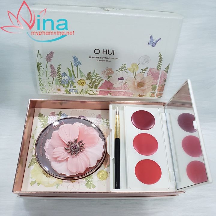 PHẤN NƯỚC OHUI SET 1 PHẤN NƯỚC + 1 LÕI PHẤN + 1 BẢNG SON 3 MÀU MẪU MỚI NHẤT 1