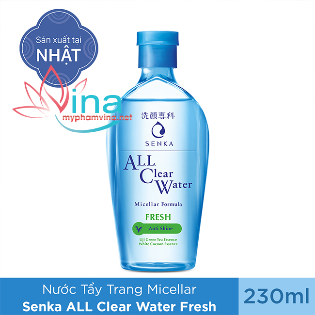 Nước tẩy trang sạch thoáng senka all clear water fresh anti shine 230ml