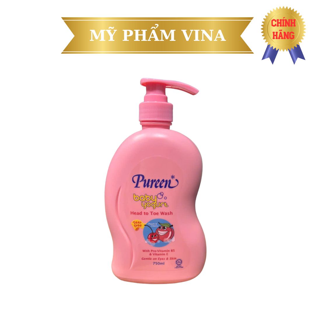 Tắm gội toàn thân Pureen tinh chất Sữa chua, đào, anh đào 750ml 1