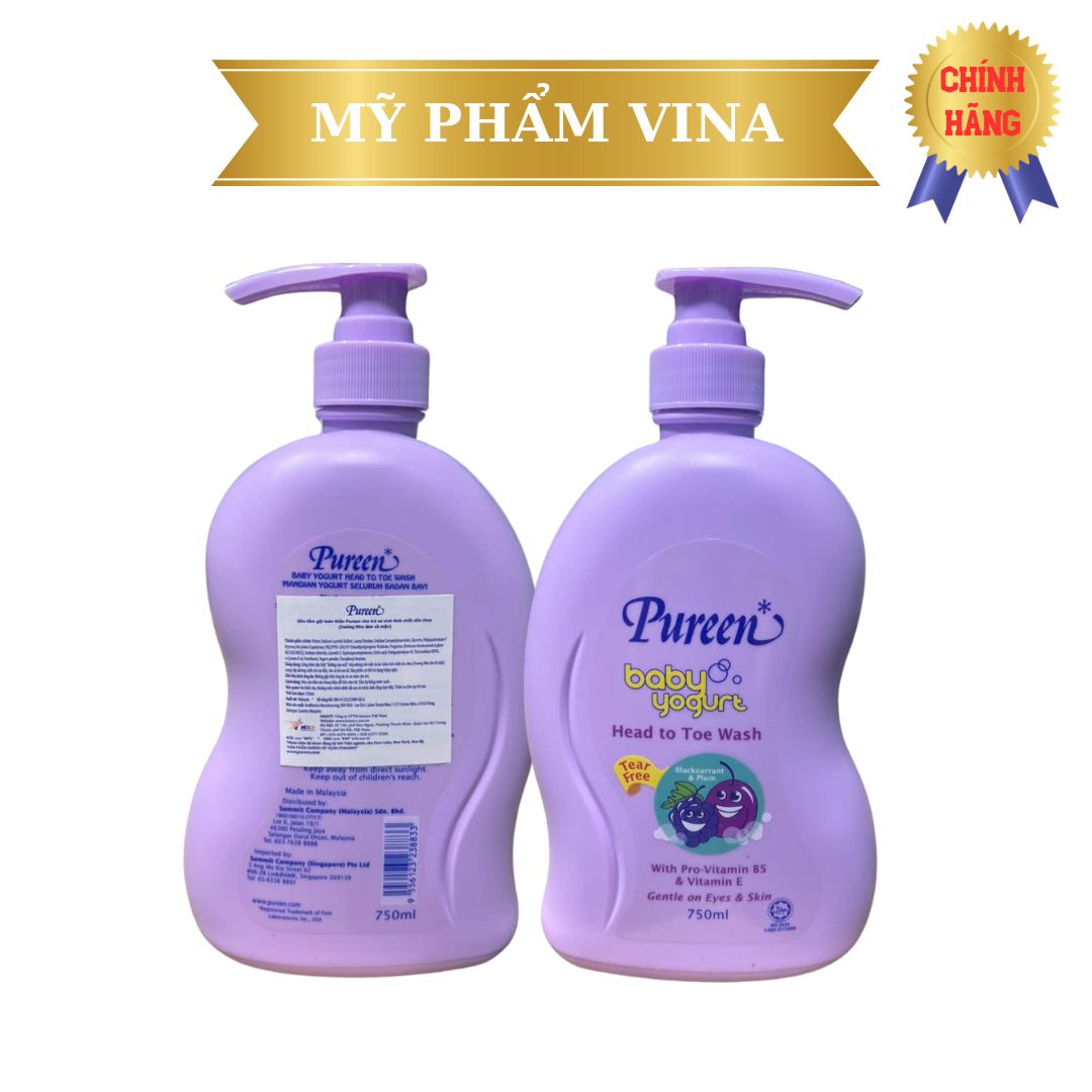 Sữa tắm gội toàn thân Pureen tinh chất sữa chua, nho đen và mận 750ml 2