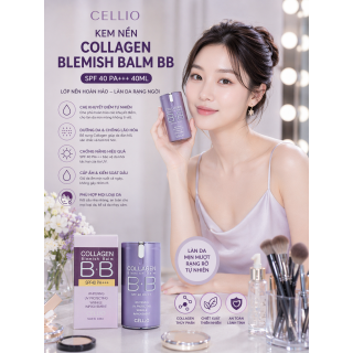 Kem Nền Cellio Collagen Blemish Balm BB SPF 40 PA+++Tone 21 - 40ML