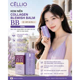 Kem Nền Cellio Collagen Blemish Balm BB SPF 40 PA+++Tone 21 - 40ML