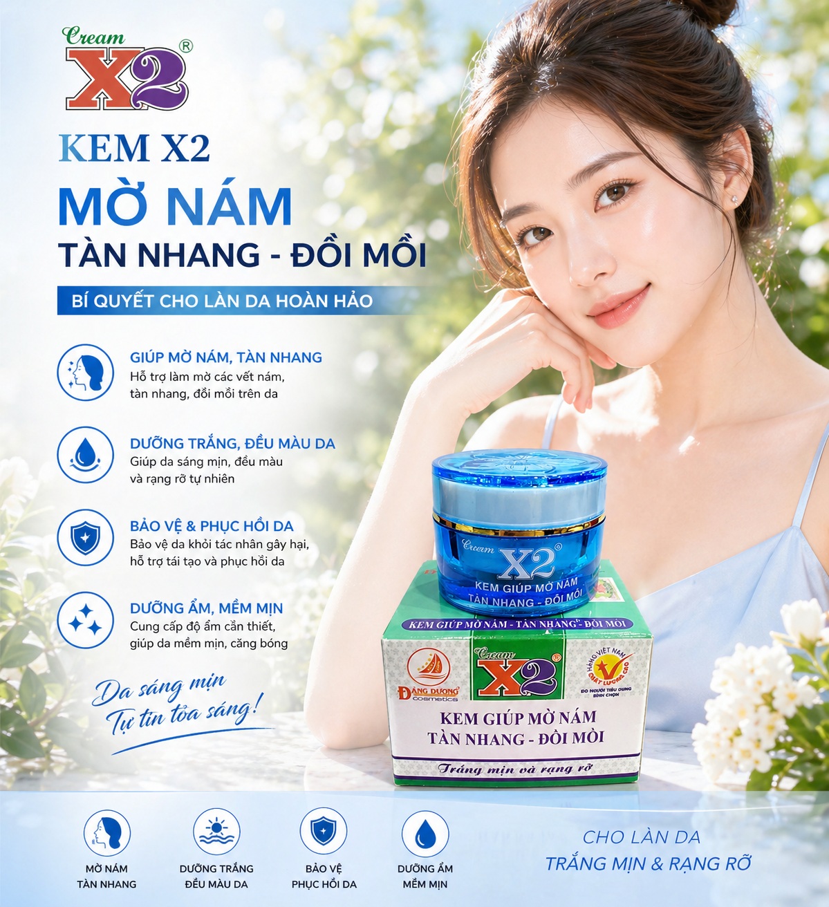KEM X2 ĐĂNG DƯƠNG - KEM X2 NÁM TÀN NHANG ĐỒI MỒI 8GR 1