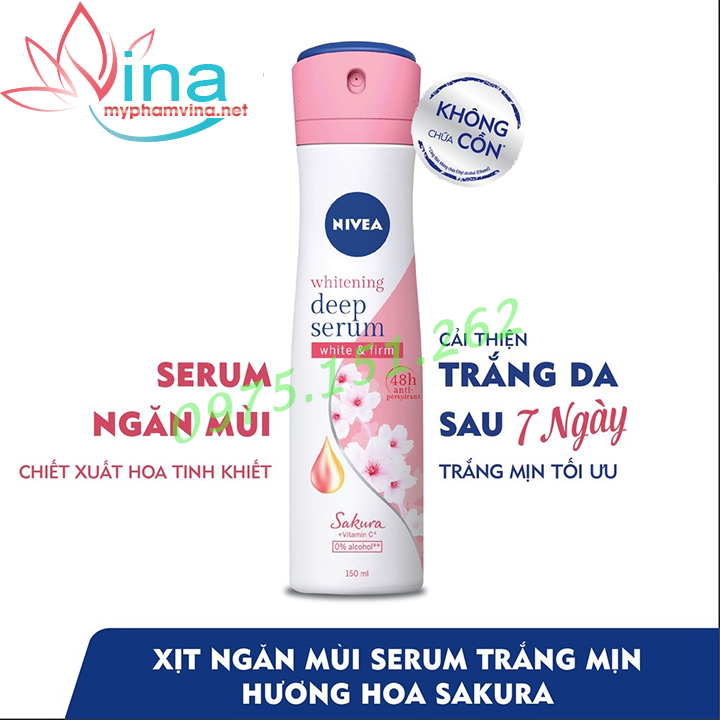 Xịt Ngăn Mùi Nivea Whitening Deep Serum Sakura 150ml