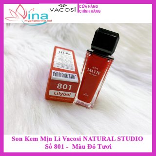 SON KEM MỊN LÌ VACOSI NATURAL STUDIO MATTE LIP CREAM #801: ĐỎ TƯƠI 1