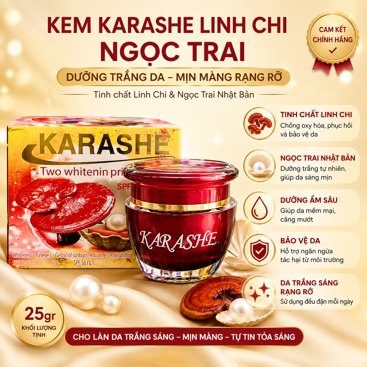 Kem Karashe Linh Chi Ngọc Trai Nhật Bản 25GR 1